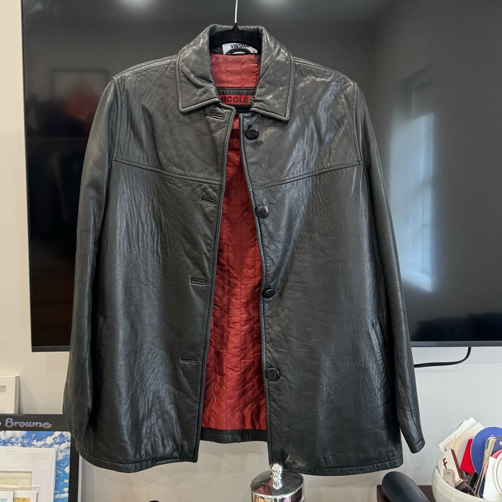 Vintage Twin Midi Real Leather Jacket